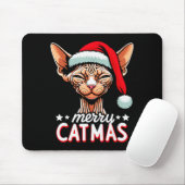 Christmas Sphynx Cat Merry Catmas Santa Hat Xmas  Muismat (Met muis)
