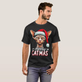 Christmas Sphynx Cat Merry Catmas Santa Hat Xmas  T-shirt (Voorkant volledig)