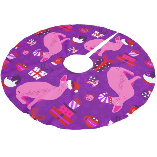 Christmas Sphynx Cat Santa Sphinx Roze Kerstboom Rok (Gekanteld)