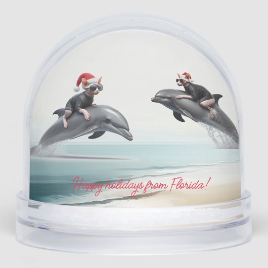 Christmas Sphynx Riding Dolphin Sneeuwbol (Voorkant)