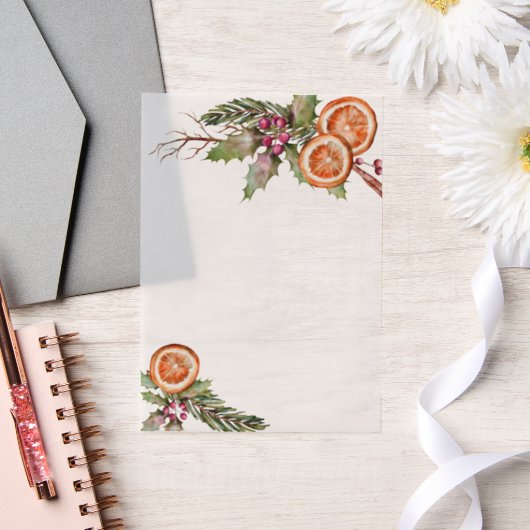 Christmas Spice Botanisch Sinaasappel Vellum Uitnodigingen (Huwelijk)