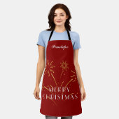 Christmas Spirit Custom Deep Red Name Apron Schort (Gedragen)