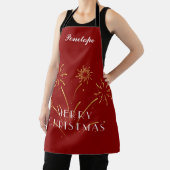 Christmas Spirit Custom Deep Red Name Apron Schort (Insitu)