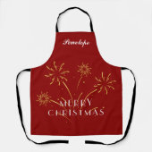 Christmas Spirit Custom Deep Red Name Apron Schort (Voorkant)