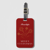 Christmas Spirit Custom Deep Red Name Bagagelabel (Voorkant (verticaal))
