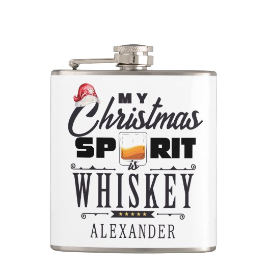 Christmas Spirit is een whisky Bourbon kerstcadeau Heupfles (Voorkant)
