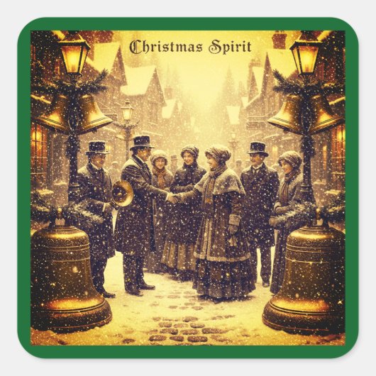 CHRISTMAS SPIRIT TRADITIONAL DESIGN VIERKANTE STICKER (Voorkant)