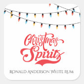 Christmas Spirits Custom Name with Holiday Lights  Vierkante Sticker (Voorkant)