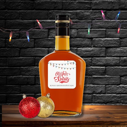 Christmas Spirits Custom Name with Holiday Lights  Vierkante Sticker