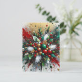 Christmas Splatter / White Bursts Feestdagenkaart (Staand voorkant)