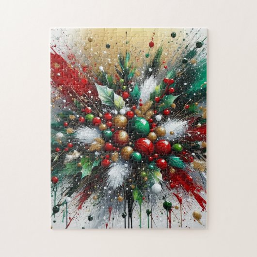 Christmas Splatter / White Bursts Legpuzzel (Verticaal)