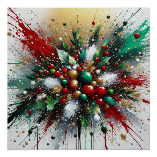 Christmas Splatter / White Bursts Perfect Poster