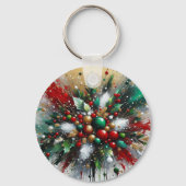 Christmas Splatter / White Bursts  Sleutelhanger (Voorkant)