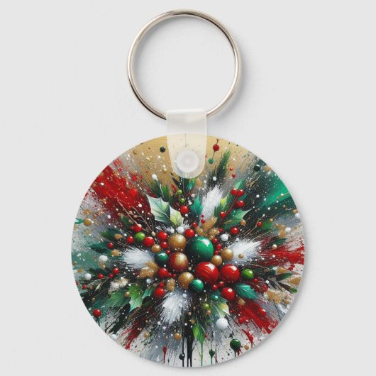 Christmas Splatter / White Bursts Sleutelhanger (Voorkant)