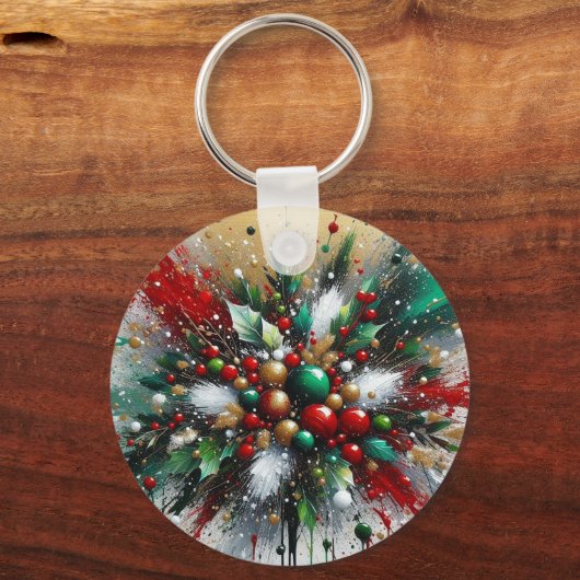 Christmas Splatter / White Bursts  Sleutelhanger (Voorkant)