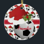 Christmas Sport Soccer Ball Santa Hat Keramisch Ornament<br><div class="desc">Soccer Ball / Futbol Christmas Ornament you can personalize. 100% Customizable. Ready to Fill in the box(es) or Click on the CUSTOMIZE button to add, move, delete, resize or change any of the font or graphics. Made with high resolution vector and/or digital graphics for a professional print. OPMERKING: (THIS IS...</div>