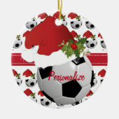 Christmas Sport Soccer Ball Santa Hat Keramisch Ornament (Voorkant)
