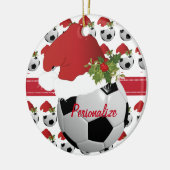 Christmas Sport Soccer Ball Santa Hat Keramisch Ornament (Links)