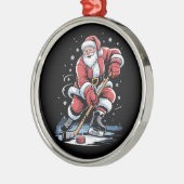 Christmas Sports Santa Plays Ice Hockey Xmas Metalen Ornament (Links)