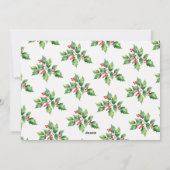 Christmas Sprig Holly Leaves Red Berries Photo Feestdagenkaart (Achterkant)