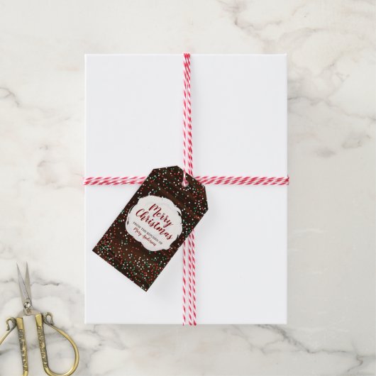Christmas Sprinkles Chocolate Custom Label Label Cadeaulabel (Met Touw)