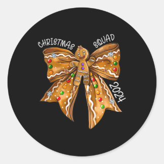 Christmas Squad 2024 Gingerbread Bow Coquette Noen Ronde Sticker