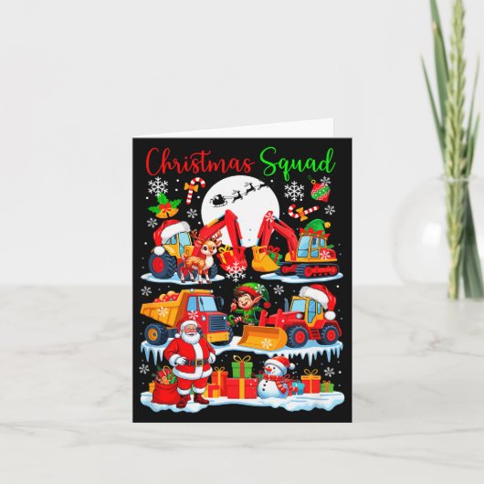 Christmas Squad Construction Trucks Excavators San Kaart (Voorkant)