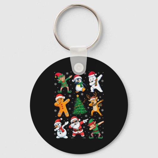 Christmas Squad Dabbing Santa Elf Family Matching  Sleutelhanger (Voorkant)