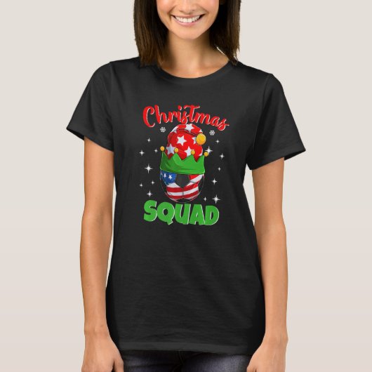 Christmas Squad  Elf Soccer Family Matching Pajama T-shirt (Voorkant)