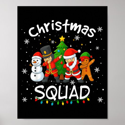 Christmas Squad Funny Matching Santa Reindeer Snow Poster (Voorkant)