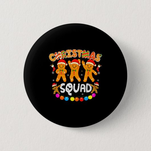 Christmas Squad Funny Xmas Gingerbread Family Matc Ronde Button 5,7 Cm (Voorkant)