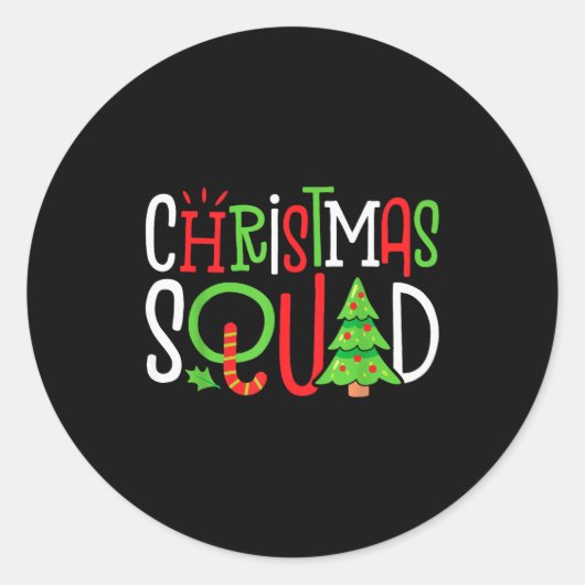 Christmas Squad Funny Xmas Tree Family Matching Pa Ronde Sticker (Voorkant)