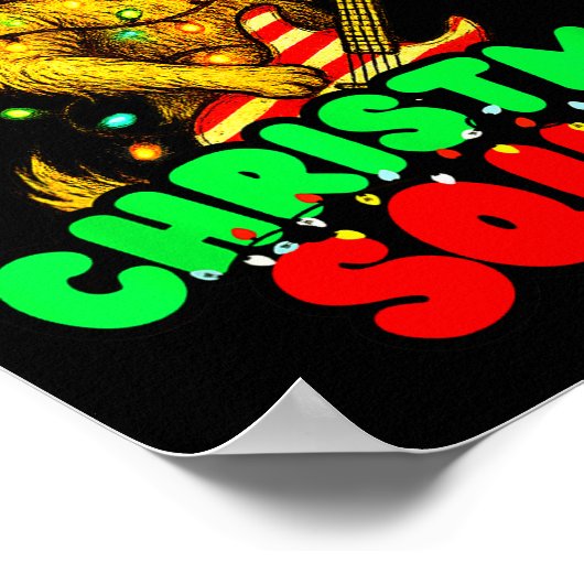 Christmas Squad Golden Retriever Dog Playing Guita Poster (Hoek)