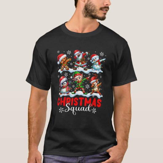 Christmas Squad Group Dabbing Gingerbread Santa El T-shirt (Voorkant)