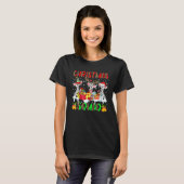 Christmas Squad Leopard Three Santa Reindeer Elf Z T-shirt (Voorkant volledig)