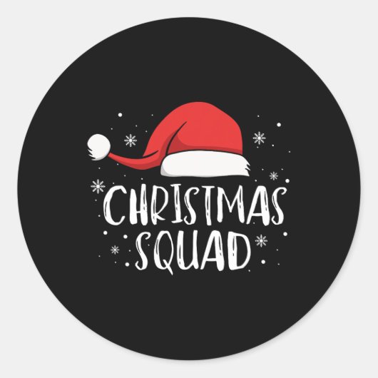 Christmas Squad Light Red Santa Hat Family Matchin Ronde Sticker (Voorkant)
