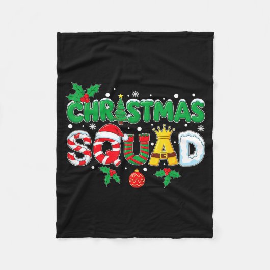 Christmas Squad Merry Xmas Family Holiday Snow Elf Fleece Deken (Voorkant)