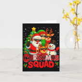 Christmas Squad Plaid Santa Snowman Elf Rudolph Xm Kaart (Gele Bloem)