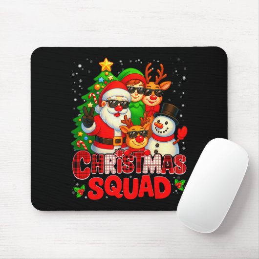 Christmas Squad Plaid Santa Snowman Elf Rudolph Xm Muismat (Met muis)