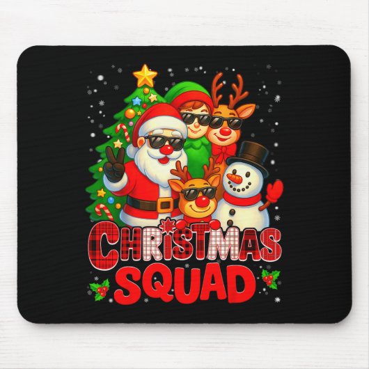 Christmas Squad Plaid Santa Snowman Elf Rudolph Xm Muismat (Voorkant)