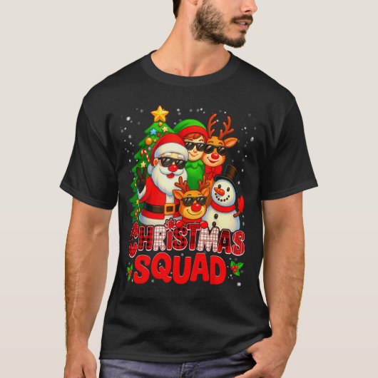 Christmas Squad Plaid Santa Snowman Elf Rudolph Xm T-shirt (Voorkant)