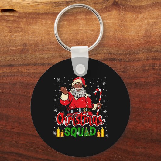 Christmas Squad Santa Afro Man Proud Black African Sleutelhanger (Voorkant)