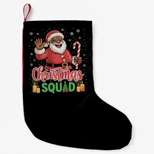 Christmas Squad Santa Afro Man Trots Zwart Afrikaa Kleine Kerstsok (Voorkant)