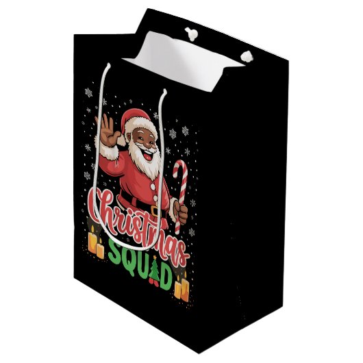 Christmas Squad Santa Afro Man Trots Zwart Afrikaa Medium Cadeauzakje (Voorkant Gekanteld)