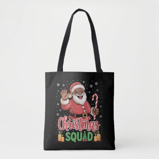 Christmas Squad Santa Afro Man Trots Zwart Afrikaa Tote Bag (Voorkant)
