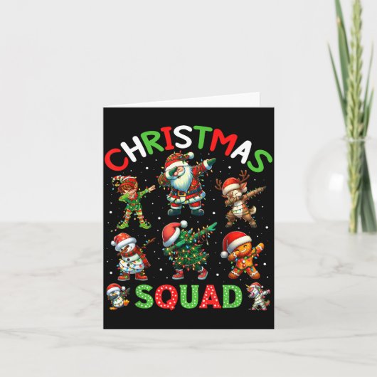 Christmas Squad Santa Dabbing Elf Family Matching Kaart (Voorkant)