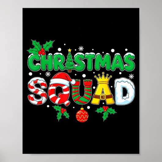 Christmas Squad Santa Dabbing Elf Family Matching Poster (Voorkant)