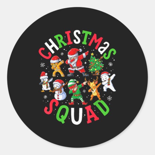 Christmas Squad Santa Dabbing Elf Family Matching Ronde Sticker (Voorkant)
