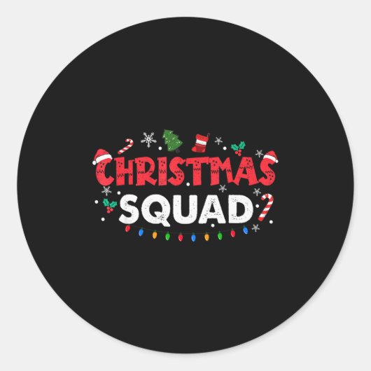 Christmas Squad Santa Family Matching Group Xmas B Ronde Sticker (Voorkant)