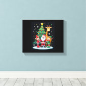 Christmas Squad Santa Giraffe Elf Dabbing Matching Canvas Afdruk (Insitu (Houten vloer))
